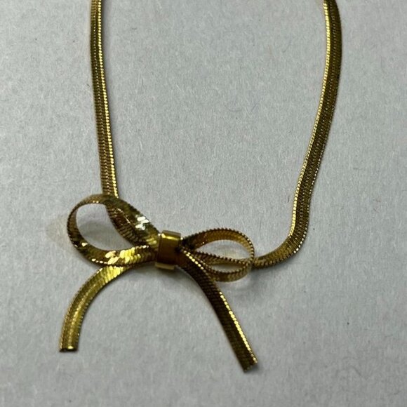 Panacea Gold Snake Chain Bow Necklace 14K Plated Minimalist Holiday Gift NWT - Picture 9 of 12
